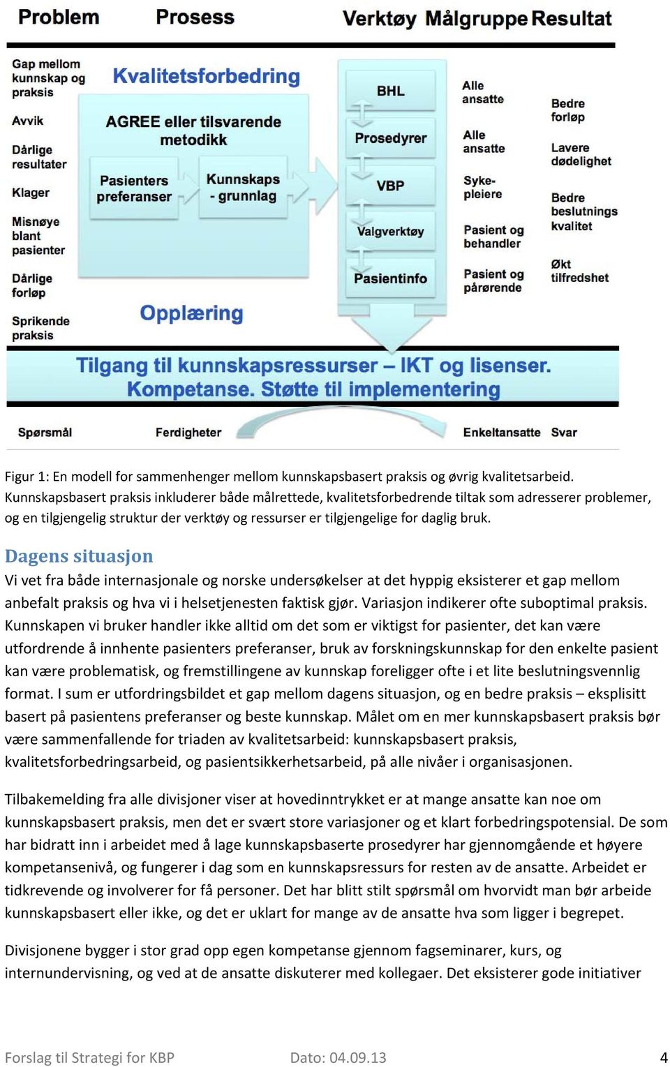 Dagens situasjon Vi vet fra både internasjonale og norske undersøkelser at det hyppig eksisterer et gap mellom anbefalt praksis og hva vi i helsetjenesten faktisk gjør.