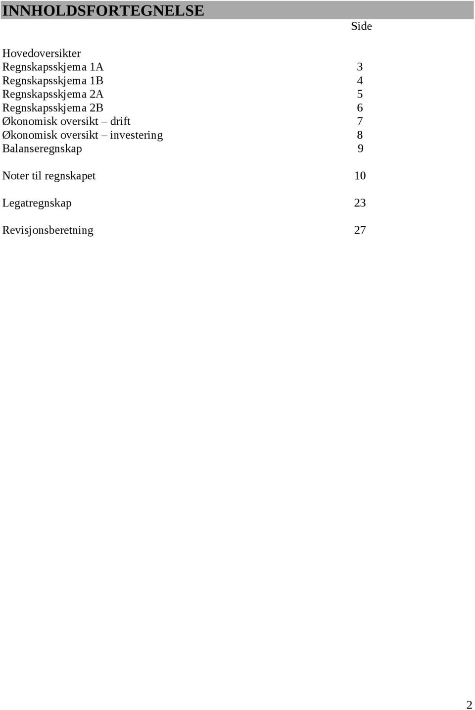 Økonomisk oversikt drift 7 Økonomisk oversikt investering 8