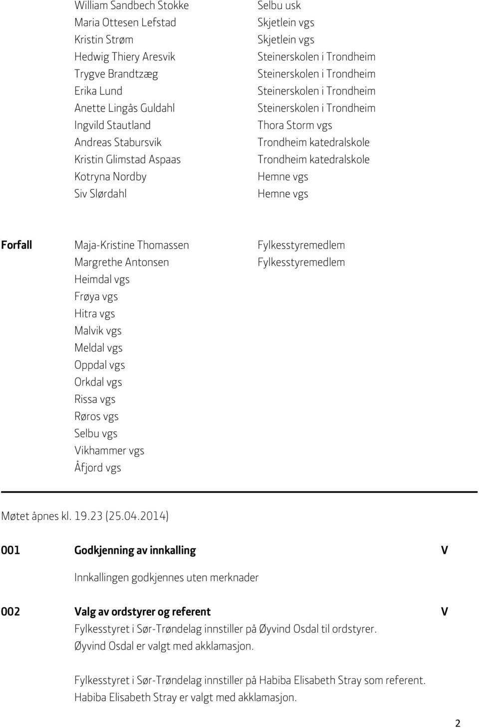 katedralskole Trondheim katedralskole Hemne vgs Hemne vgs Forfall Maja-Kristine Thomassen Fylkesstyremedlem Margrethe Antonsen Fylkesstyremedlem Heimdal vgs Frøya vgs Hitra vgs Malvik vgs Meldal vgs