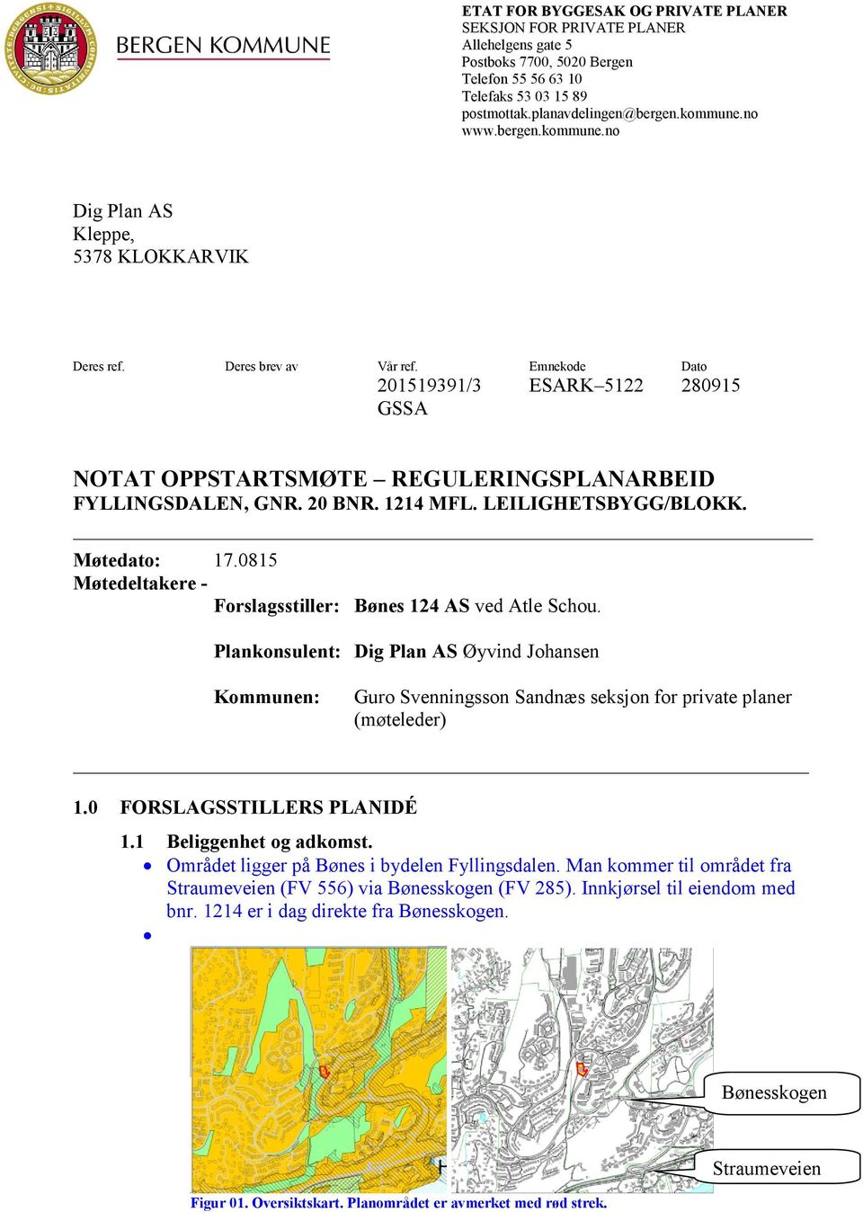 20 BNR. 1214 MFL. LEILIGHETSBYGG/BLOKK. Møtedato: 17.0815 Møtedeltakere - Forslagsstiller: Bønes 124 AS ved Atle Schou.