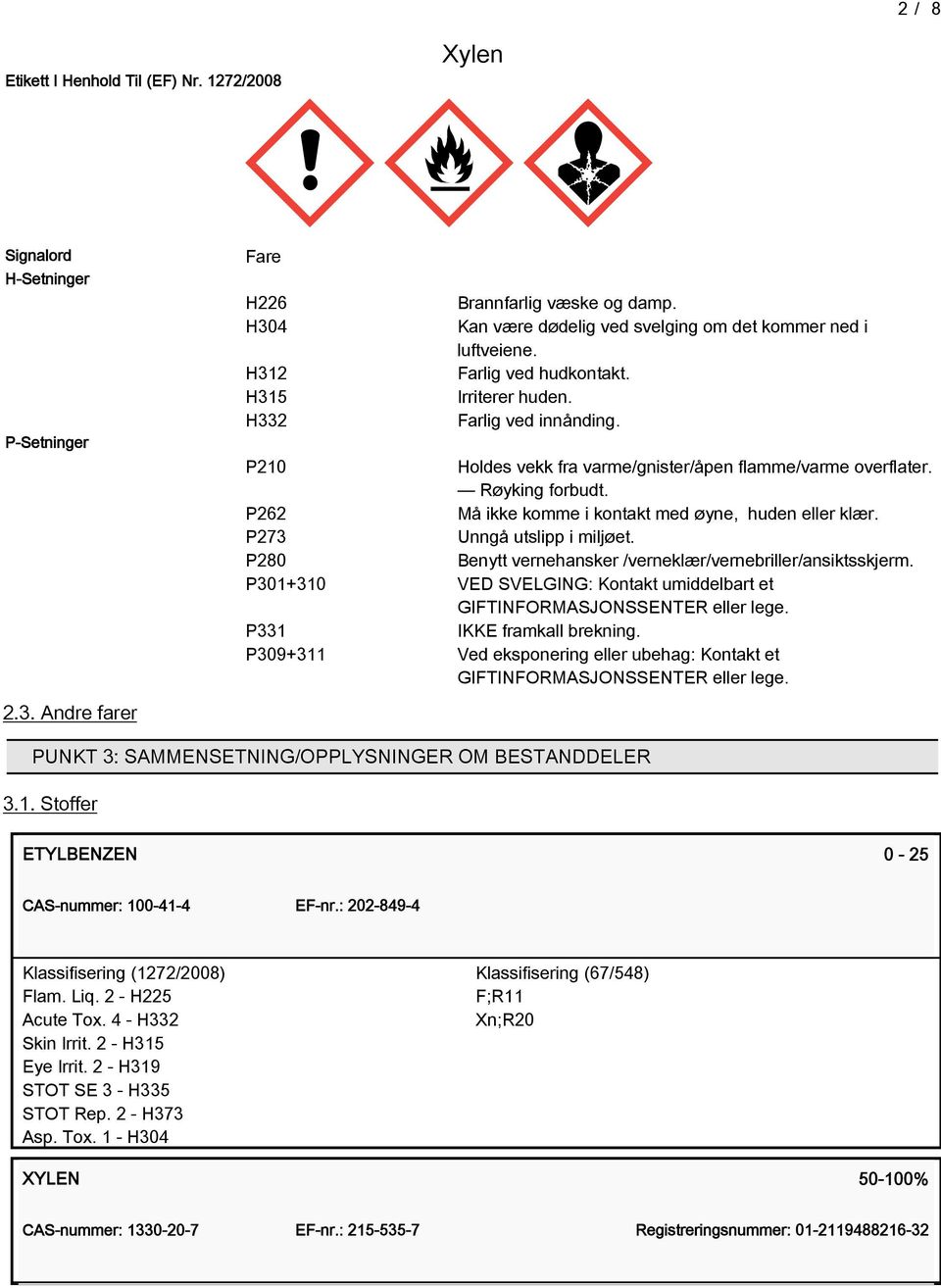 Røyking forbudt. P262 Må ikke komme i kontakt med øyne, huden eller klær. P273 Unngå utslipp i miljøet. P20 Benytt vernehansker /verneklær/vernebriller/ansiktsskjerm.