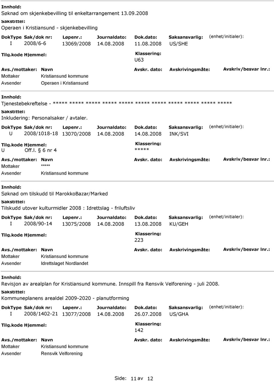 6 nr 4 Mottaker Søknad om tilskudd til MarokkoBazar/Marked Tilskudd utover kulturmidler 2008 : drettslag - friluftsliv 2008/90-14 13075/2008 K/GEH 223 Avsender