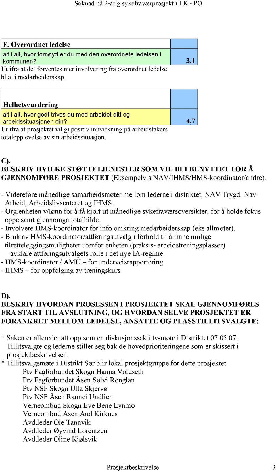 4,7 Ut ifra at prosjektet vil gi positiv innvirkning på arbeidstakers totalopplevelse av sin arbeidssituasjon. C).