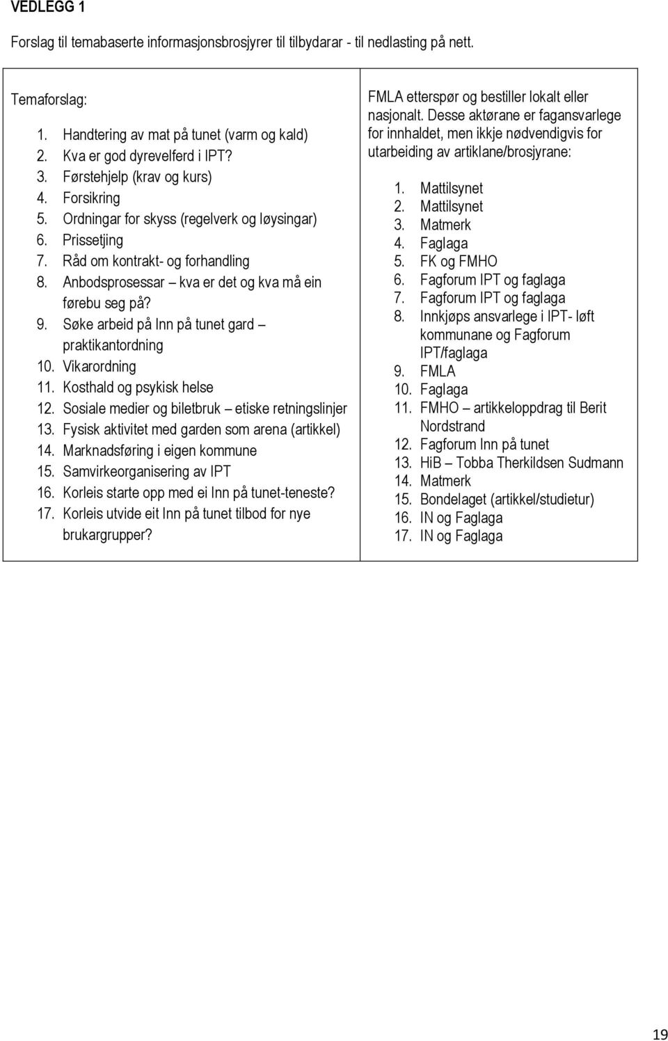 Søke arbeid på Inn på tunet gard praktikantordning 10. Vikarordning 11. Kosthald og psykisk helse 12. Sosiale medier og biletbruk etiske retningslinjer 13.