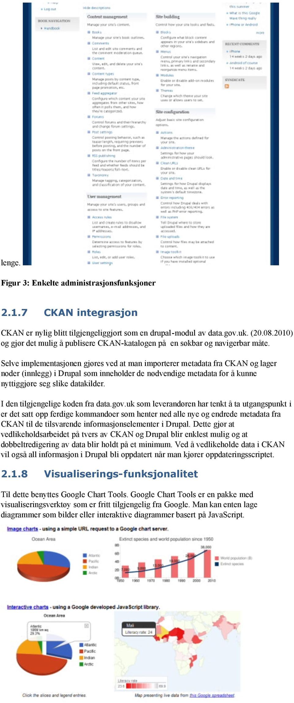 Selve implementasjonen gjøres ved at man importerer metadata fra CKAN og lager noder (innlegg) i Drupal som inneholder de nødvendige metadata for å kunne nyttiggjøre seg slike datakilder.