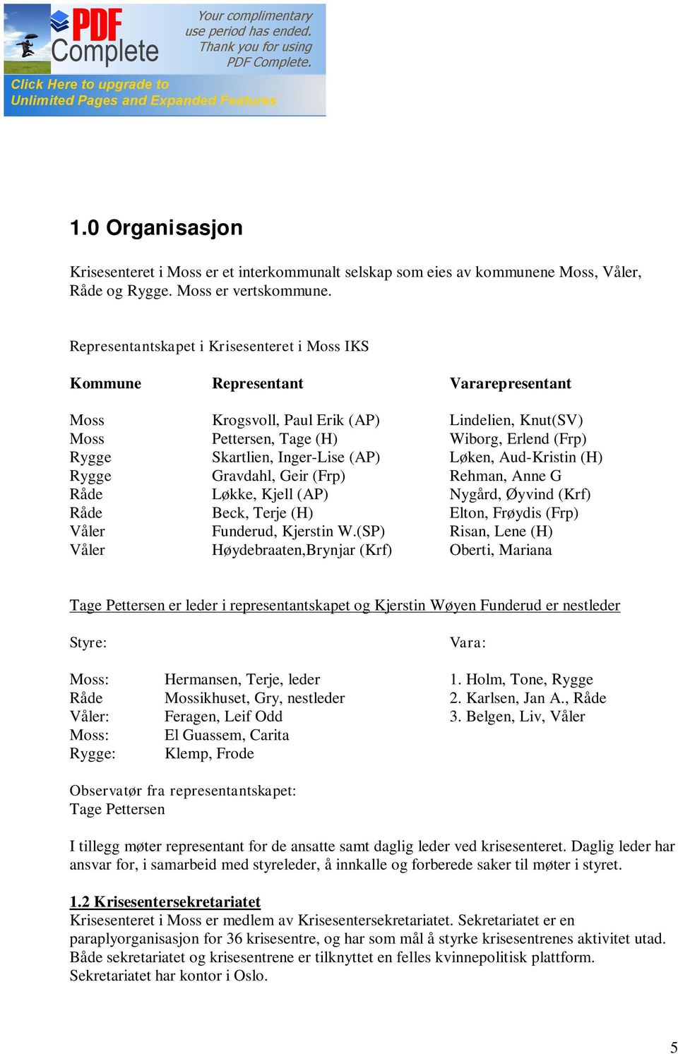 Inger-Lise (AP) Løken, Aud-Kristin (H) Rygge Gravdahl, Geir (Frp) Rehman, Anne G Råde Løkke, Kjell (AP) Nygård, Øyvind (Krf) Råde Beck, Terje (H) Elton, Frøydis (Frp) Våler Funderud, Kjerstin W.