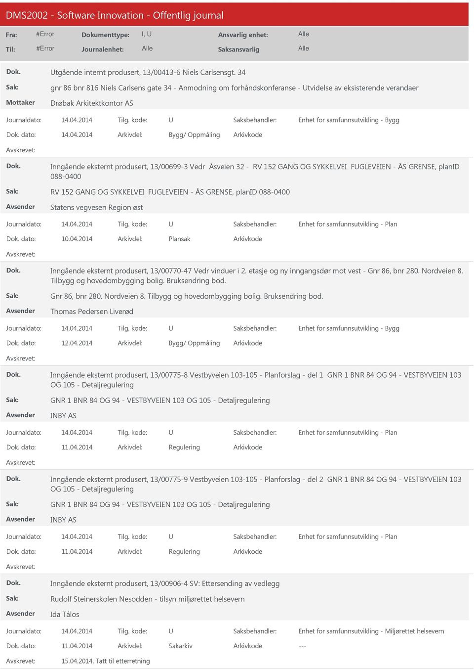 2014 Inngående eksternt produsert, 13/00699-3 Vedr Åsveien 32 - RV 152 GANG OG SYKKELVEI FGLEVEIEN - ÅS GRENSE, planid 088-0400 RV 152 GANG OG SYKKELVEI FGLEVEIEN - ÅS GRENSE, planid 088-0400 Statens