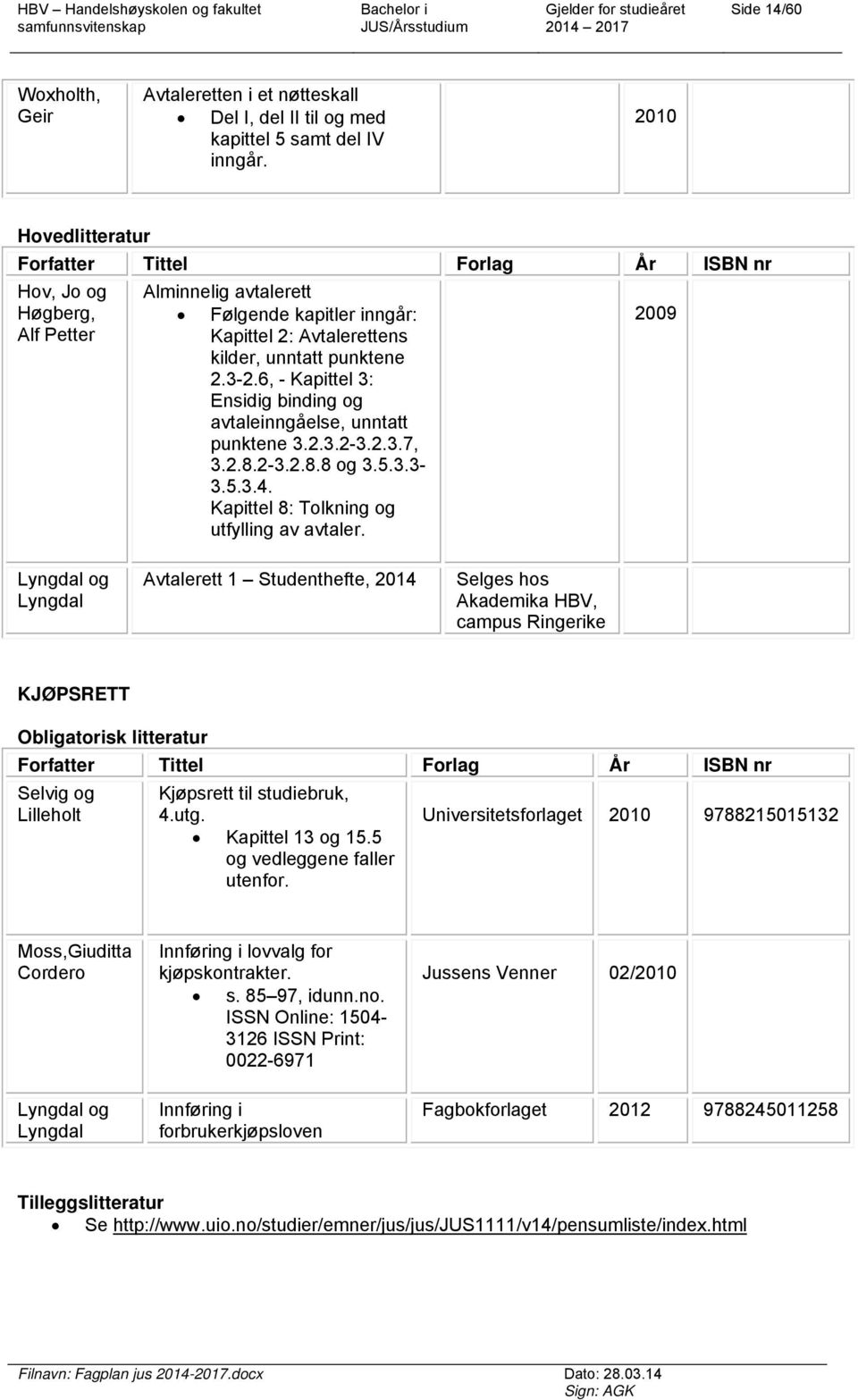 6, - Kapittel 3: Ensidig binding og avtaleinngåelse, unntatt punktene 3.2.3.2-3.2.3.7, 3.2.8.2-3.2.8.8 og 3.5.3.3-3.5.3.4. Kapittel 8: Tolkning og utfylling av avtaler.