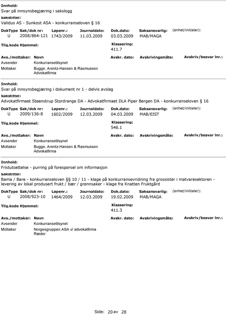 Piper Bergen DA - konkurranseloven 16 2009/136-8 1602/2009 04.03.2009 MAB/EST 546.