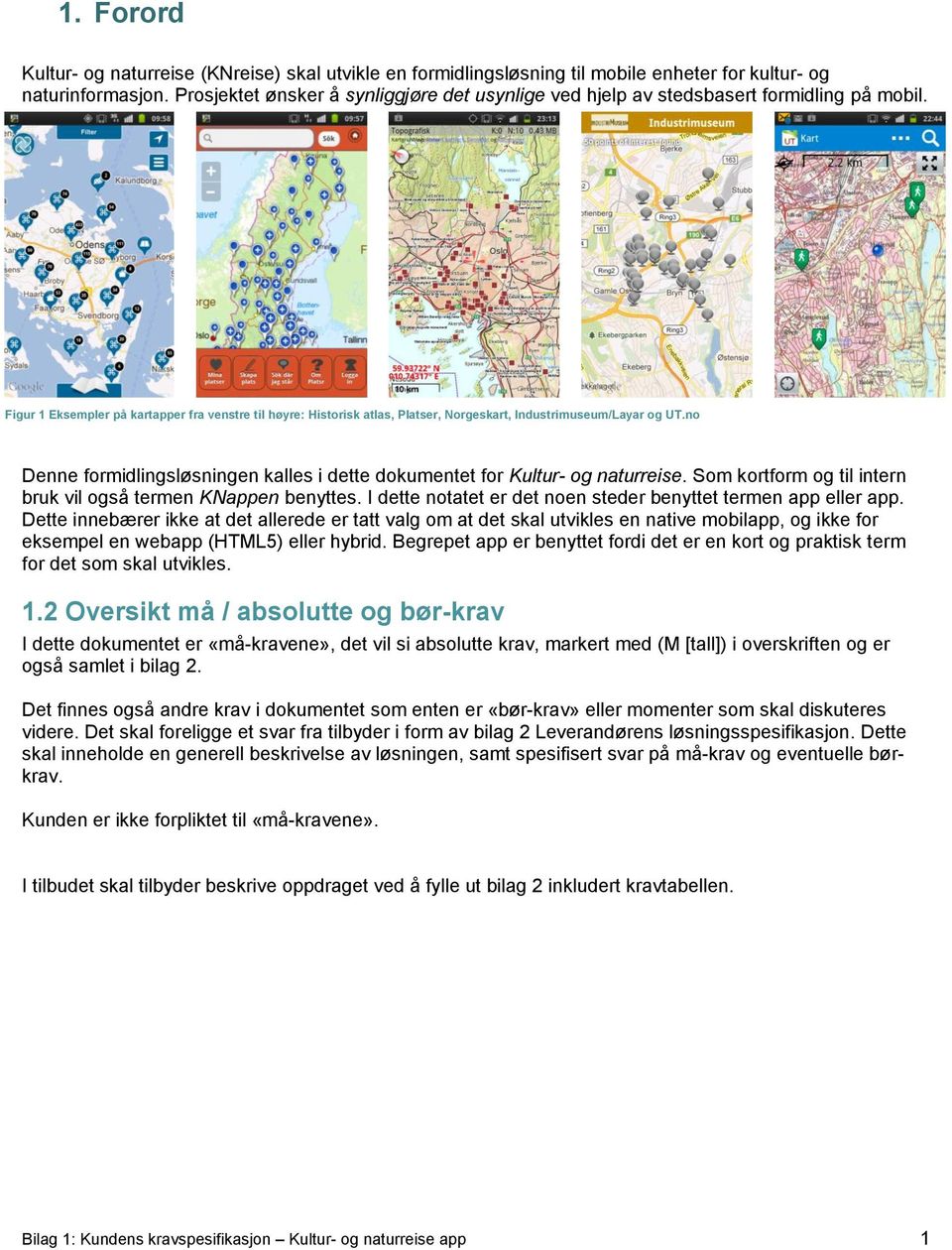 Figur 1 Eksempler på kartapper fra venstre til høyre: Historisk atlas, Platser, Norgeskart, Industrimuseum/Layar og UT.