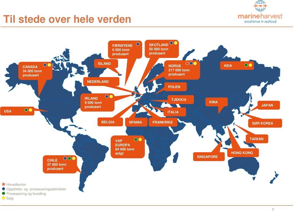 ITALIA KINA JAPAN BELGIA SPANIA FRANKRIKE SØR KOREA CHILE 27 000 tonn produsert VAP EUROPA 64 000 tonn solgt