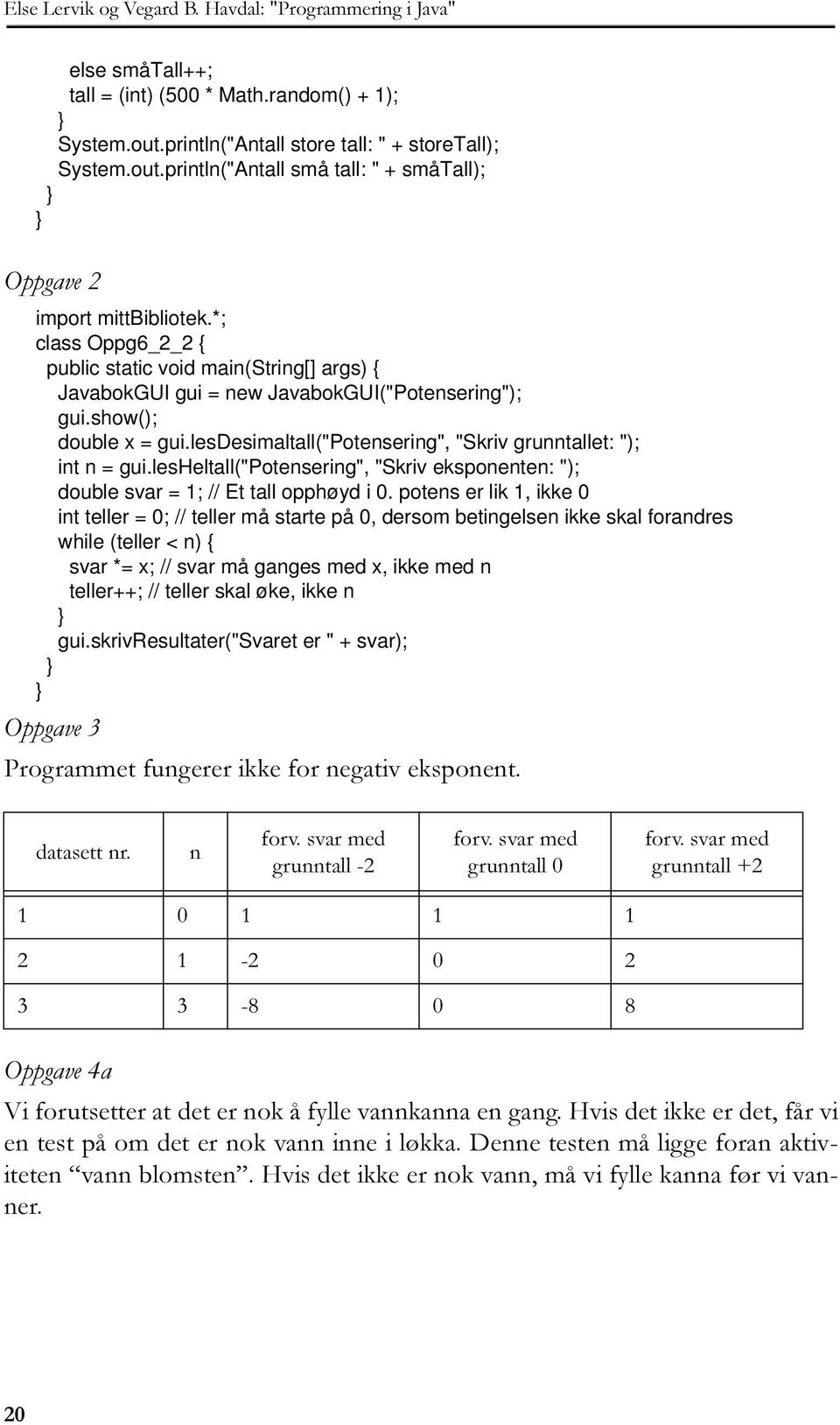 lesdesimaltall("potensering", "Skriv grunntallet: "); int n = gui.lesheltall("potensering", "Skriv eksponenten: "); double svar = 1; // Et tall opphøyd i 0.