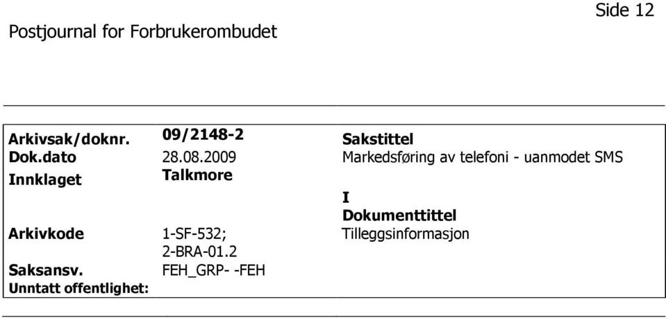 2009 Markedsføring av telefoni - uanmodet