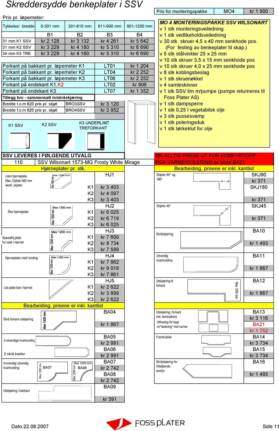 229 kr 4 180 kr 5 310 kr 6 690 Forkant på bakkant pr. løpemeter K1 LT01 kr 1 204 Forkant på bakkant pr. løpemeter K2 LT04 kr 2 252 Forkant på bakkant pr.