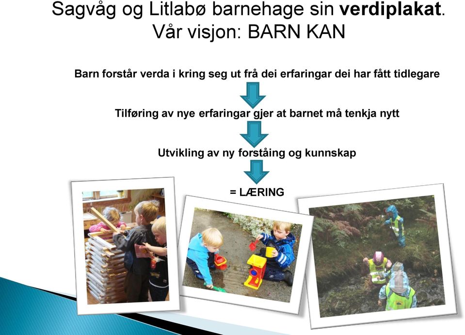 dei erfaringar dei har fått tidlegare Tilføring av nye