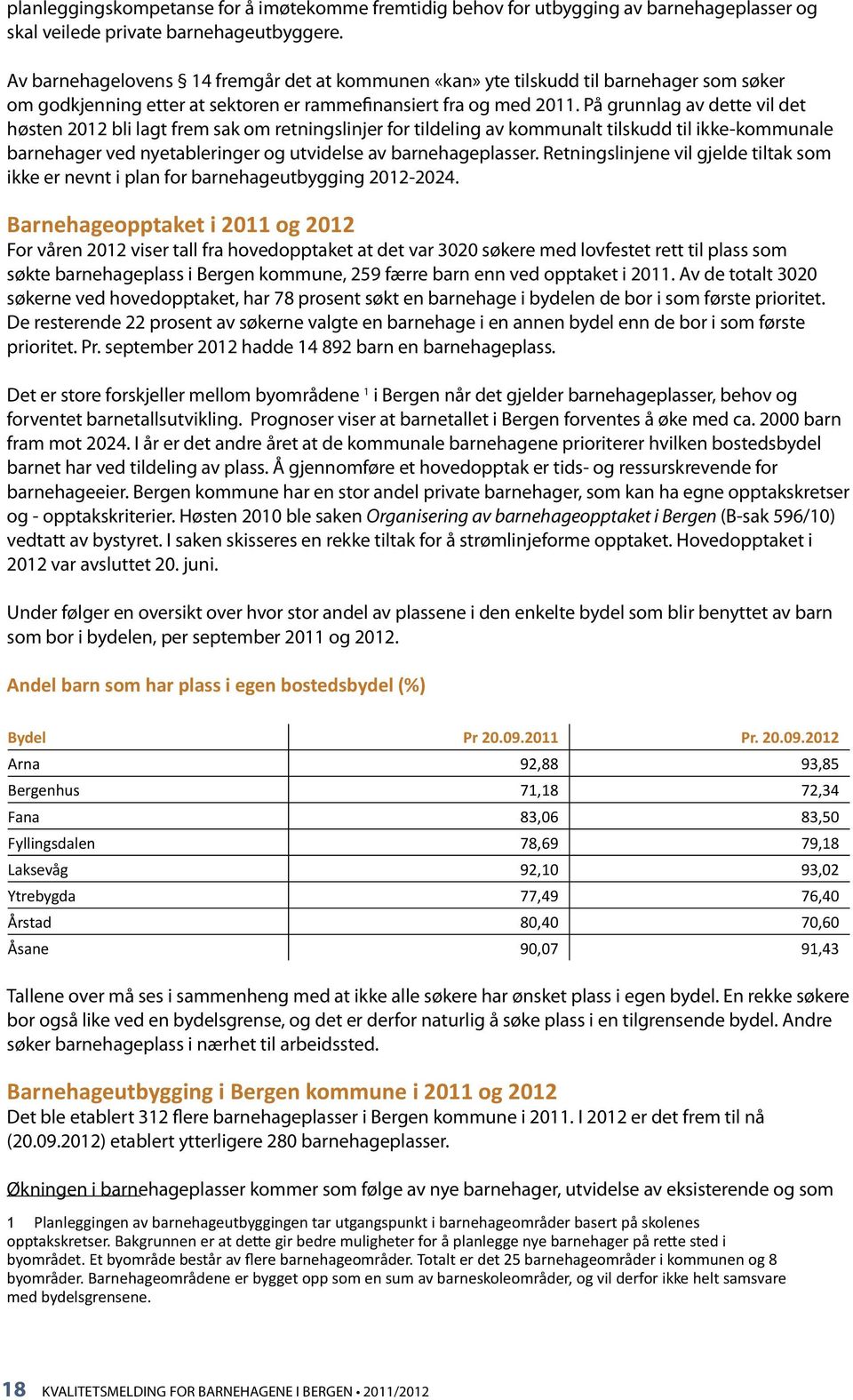 På grunnlag av dette vil det høsten 2012 bli lagt frem sak om retningslinjer for tildeling av kommunalt tilskudd til ikke-kommunale barnehager ved nyetableringer og utvidelse av barnehageplasser.