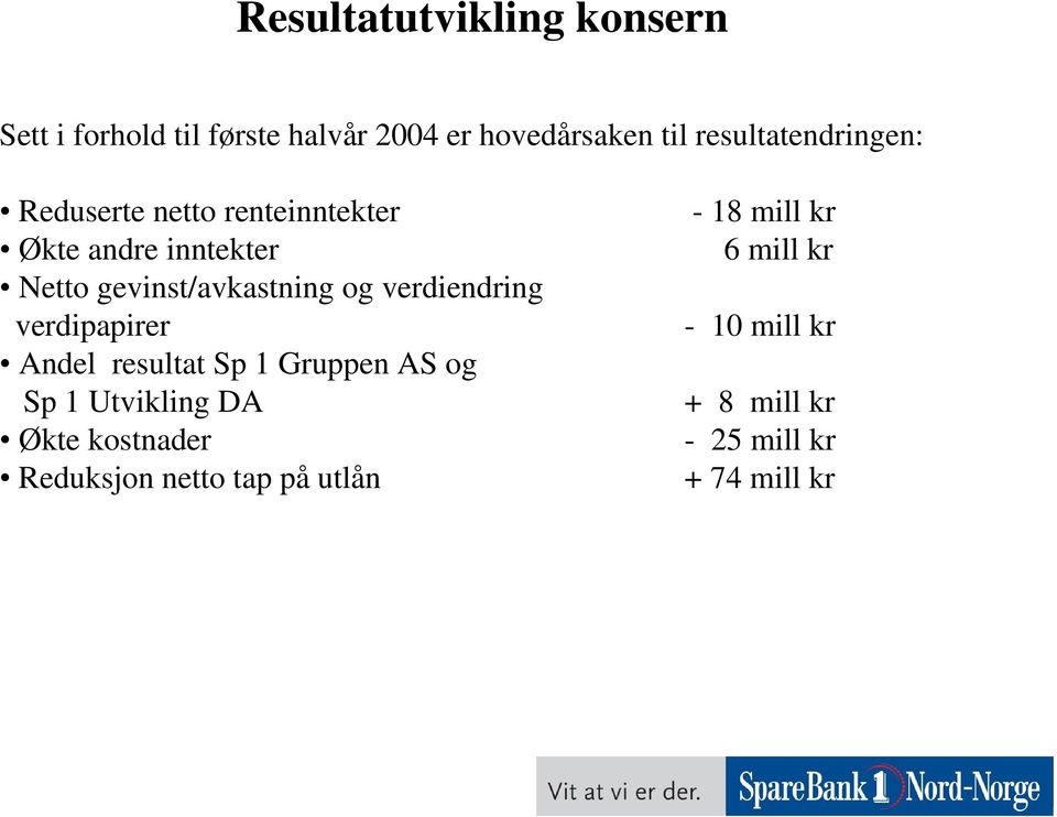 gevinst/avkastning og verdiendring verdipapirer Andel resultat Sp 1 Gruppen AS og Sp 1