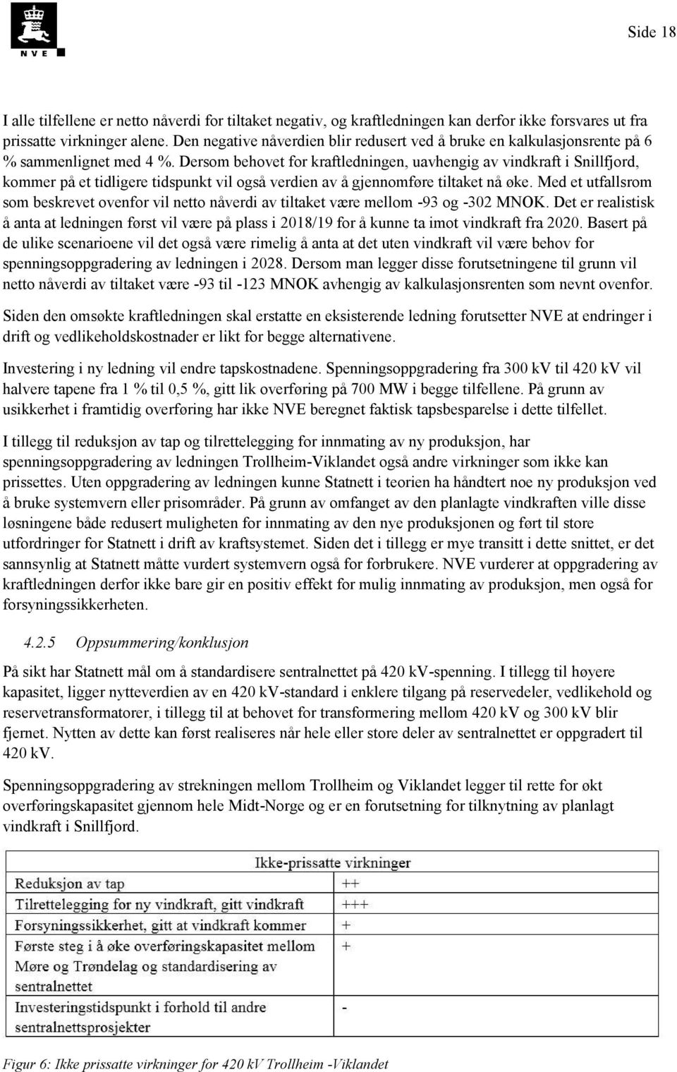 Dersom behovet for kraftledningen, uavhengig av vindkraft i Snillfjord, kommer på et tidligere tidspunkt vil også verdien av å gjennomføre tiltaket nå øke.