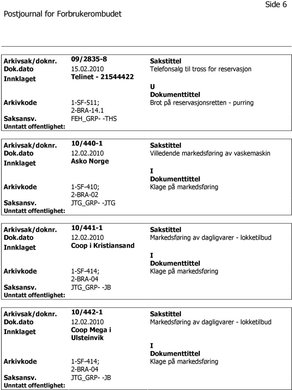 2010 Villedende markedsføring av vaskemaskin nnklaget Asko Norge 1-SF-410; 2-BRA-02 