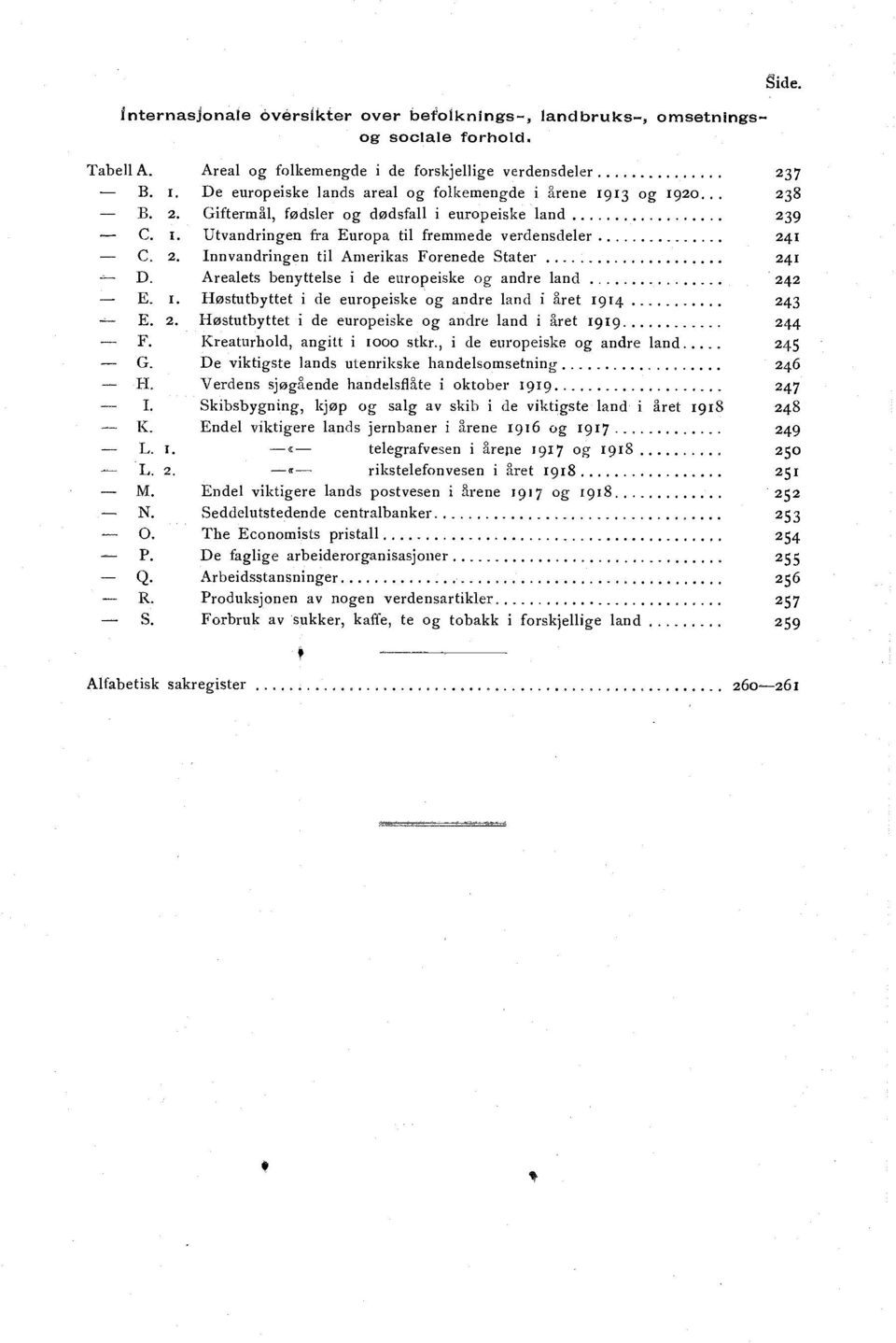 Arealets benyttelse i de europeiske og andre land 24 2 E. 1. Høstutbyttet i de europeiske og andre land i året 1914 24 3 E. 2. Høstutbyttet i de europeiske og andre land i året 1 9 1 9 2 4 4 - F.