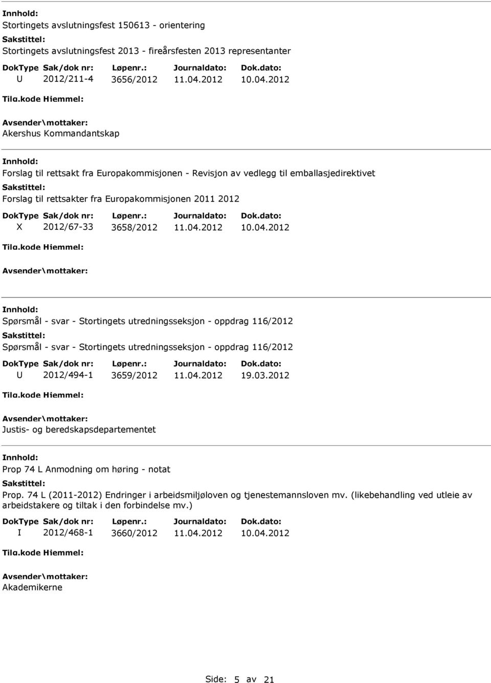 oppdrag 116/2012 Spørsmål - svar - Stortingets utredningsseksjon - oppdrag 116/2012 U 2012/494-1 3659/2012 19.03.