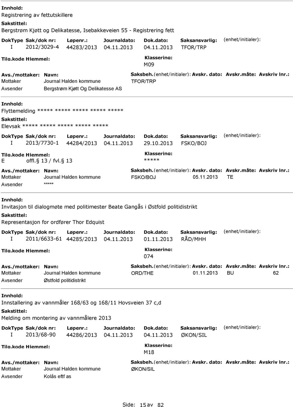 måte: Avskriv lnr.: FSKO/BOJ T nnhold: nvitasjon til dialogmøte med politimester Beate Gangås i Østfold politidistrikt Representasjon for ordfører Thor dquist 2011/6633-61 44285/2013 RÅD/MHH 074 Avs.