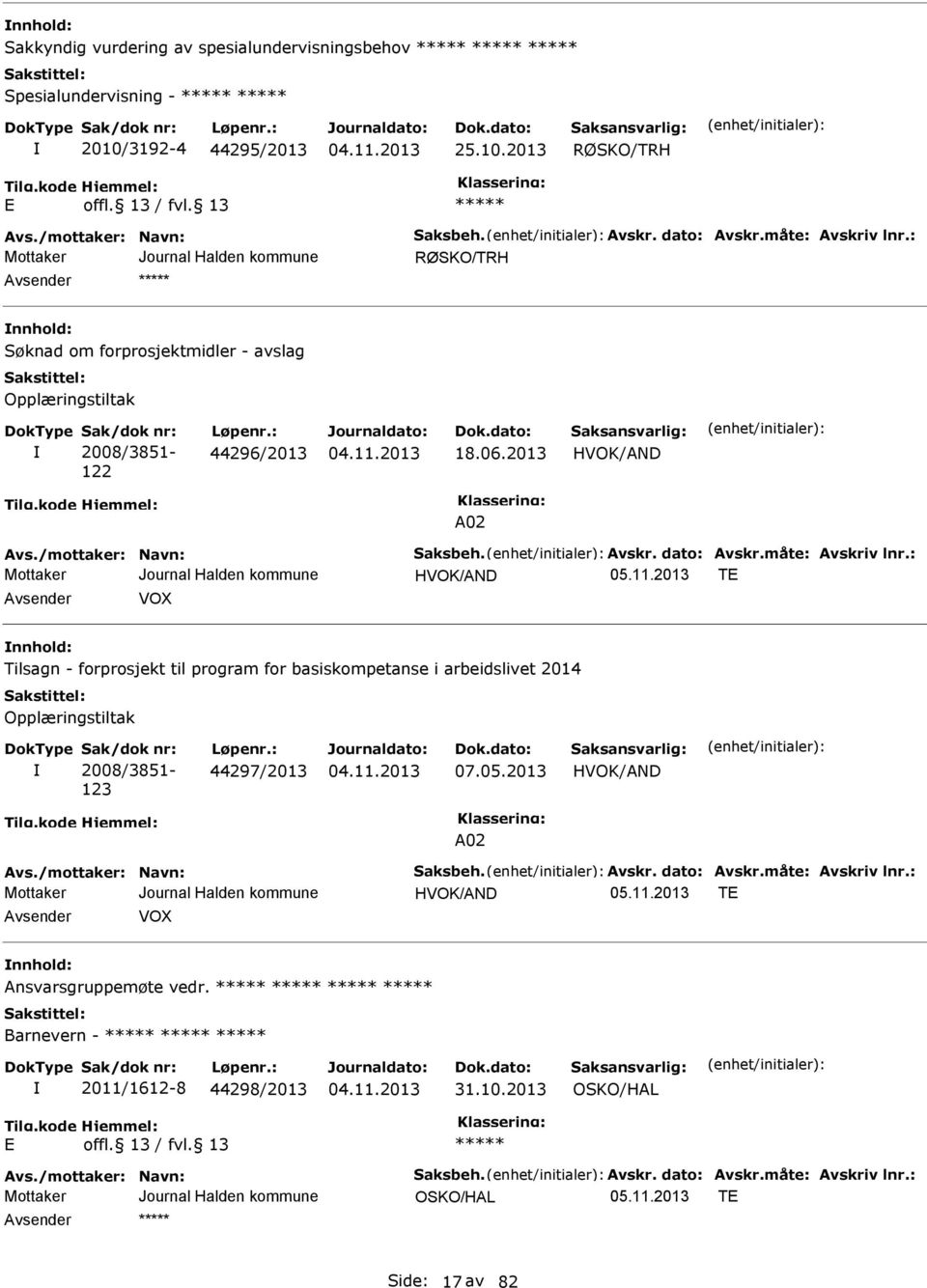 måte: Avskriv lnr.: HVOK/AND T Avsender VOX nnhold: Tilsagn - forprosjekt til program for basiskompetanse i arbeidslivet 2014 Opplæringstiltak Sak/dok nr: 2008/3851-123 Løpenr.: 44297/2013 07.05.