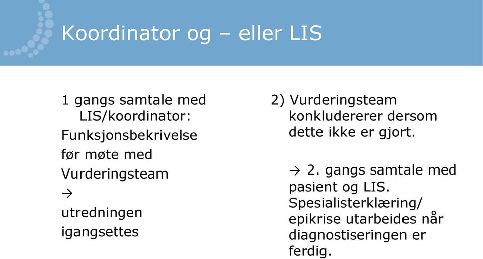 Vurderingsteam konkludererer dersom dette ikke er gjort. 2.