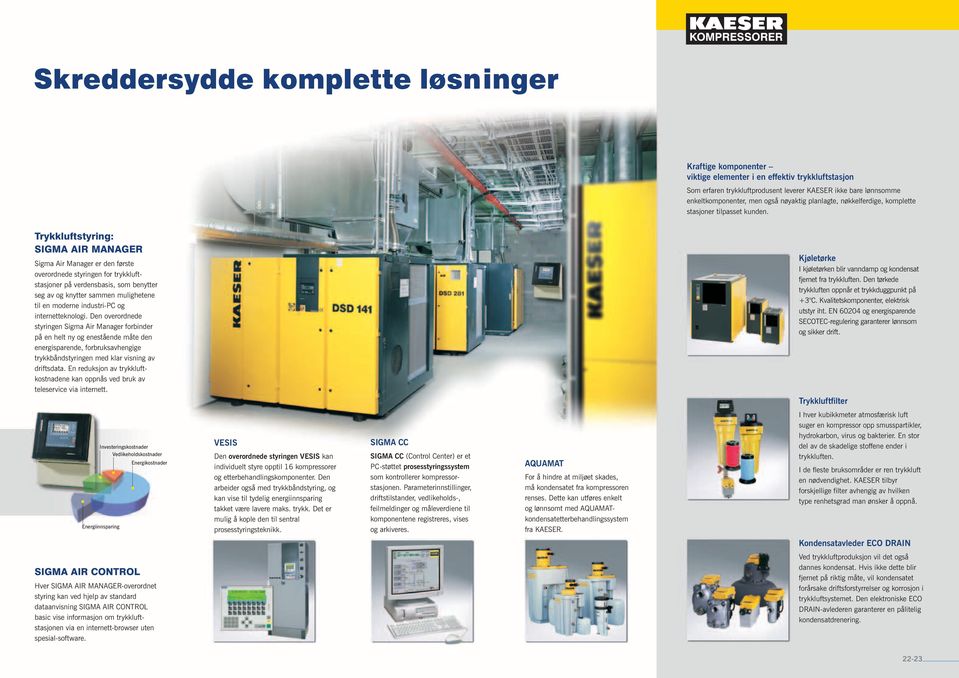 Trykkluftstyring: SIGMA AIR MANAGER Sigma Air Manager er den første overordnede styringen for trykkluftstasjoner på verdensbasis, som benytter seg av og knytter sammen mulighetene til en moderne
