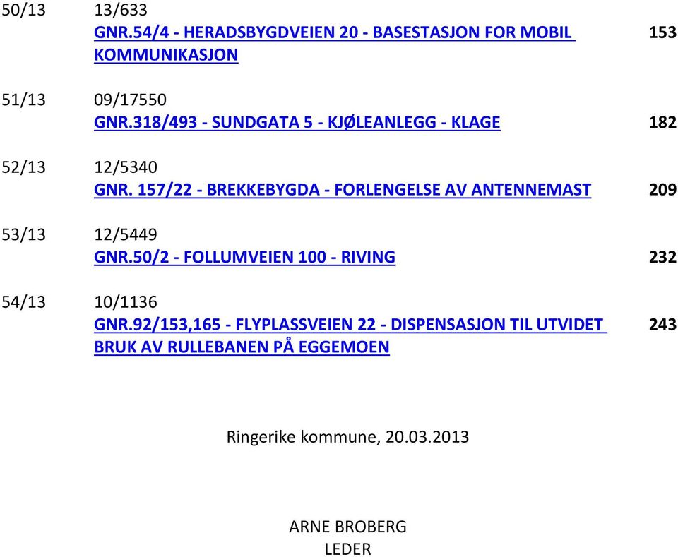 157/22 - BREKKEBYGDA - FORLENGELSE AV ANTENNEMAST 209 53/13 12/5449 GNR.