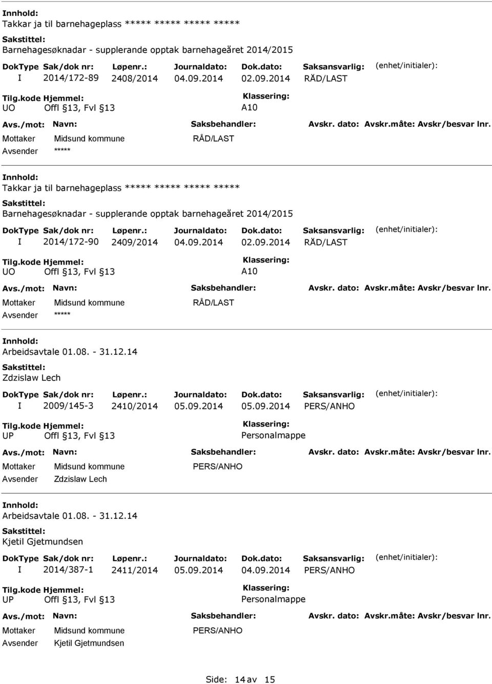 14 Zdzislaw Lech 2009/145-3 2410/2014 P Personalmappe Zdzislaw Lech