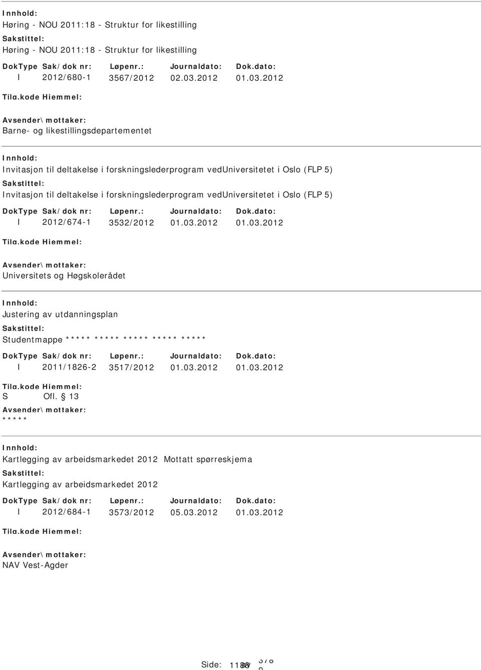 2012 Barne- og likestillingsdepartementet nvitasjon til deltakelse i forskningslederprogram vedniversitetet i Oslo (FLP 5) nvitasjon til deltakelse i