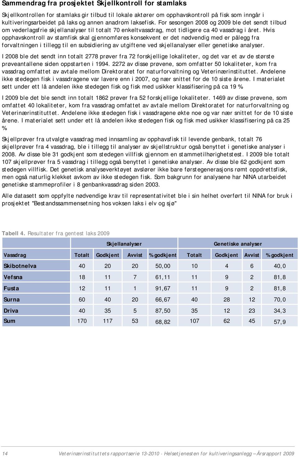 Hvis opphavskontroll av stamfisk skal gjennomføres konsekvent er det nødvendig med er pålegg fra forvaltningen i tillegg til en subsidiering av utgiftene ved skjellanalyser eller genetiske analyser.