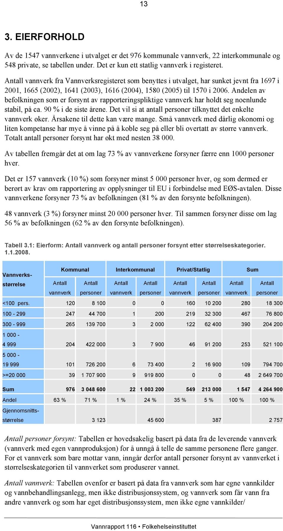 Andelen av befolkningen som er forsynt av rapporteringspliktige har holdt seg noenlunde stabil, på ca. 90 % i de siste årene. Det vil si at antall personer tilknyttet det enkelte øker.