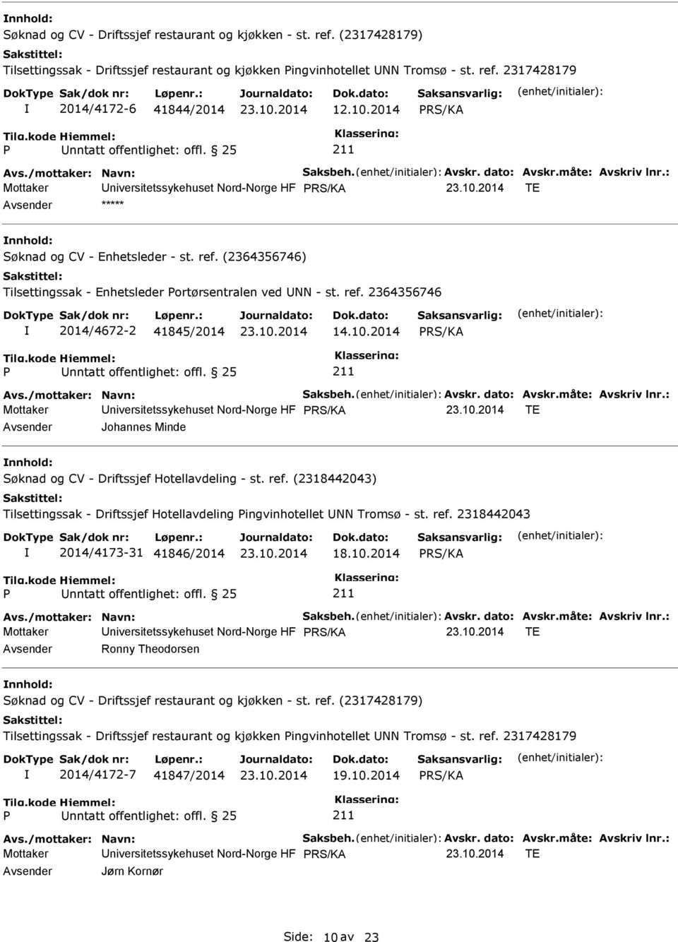 10.2014 Avs./mottaker: Navn: Saksbeh. Avskr. dato: Avskr.måte: Avskriv lnr.