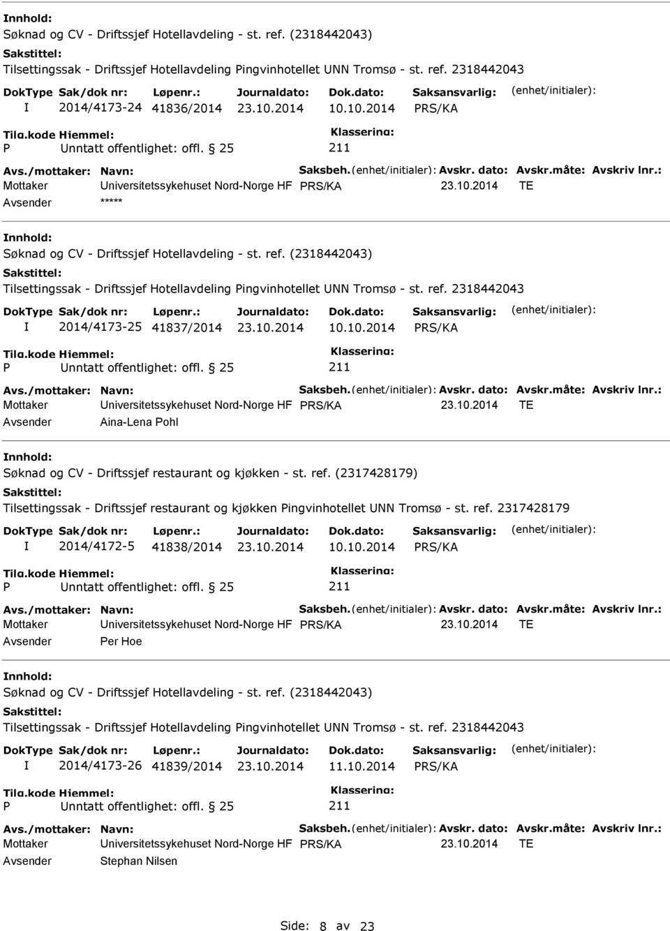 10.2014 Avs./mottaker: Navn: Saksbeh. Avskr. dato: Avskr.måte: Avskriv lnr.