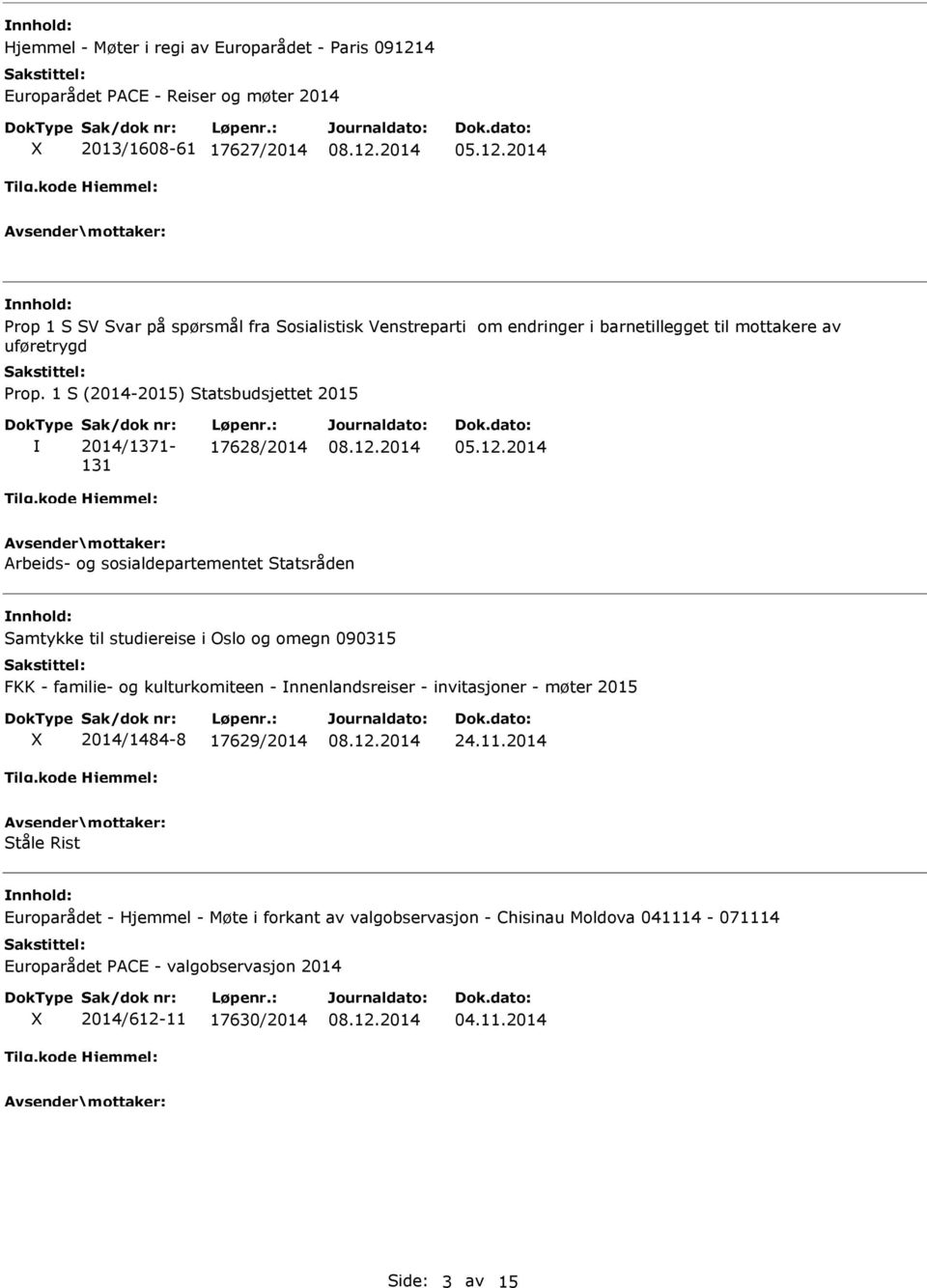 1 S (2014-2015) Statsbudsjettet 2015 2014/1371-131 17628/2014 Arbeids- og sosialdepartementet Statsråden Samtykke til studiereise i Oslo og omegn 090315 FKK - familie- og