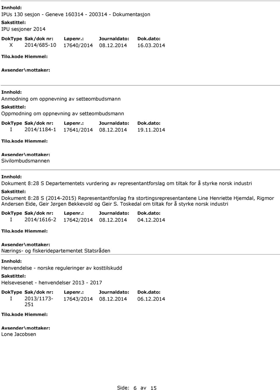 stortingsrepresentantene Line Henriette Hjemdal, Rigmor Andersen Eide, Geir Jørgen Bekkevold og Geir S. Toskedal om tiltak for å styrke norsk industri 2014/1616-2 17642/2014 04.12.