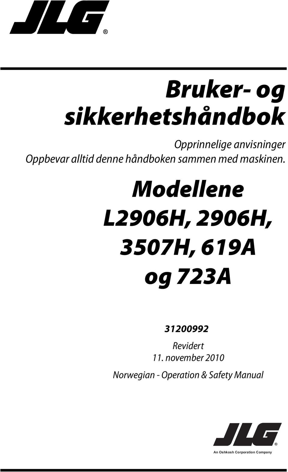 Modellene L2906H, 2906H, 3507H, 619A og 723A 31200992 Revidert