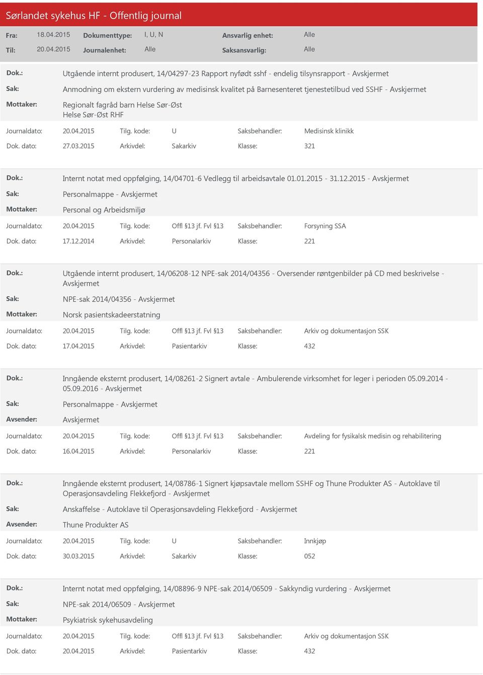 2015 - Personalmappe - Forsyning SSA Dok. dato: 17.12.