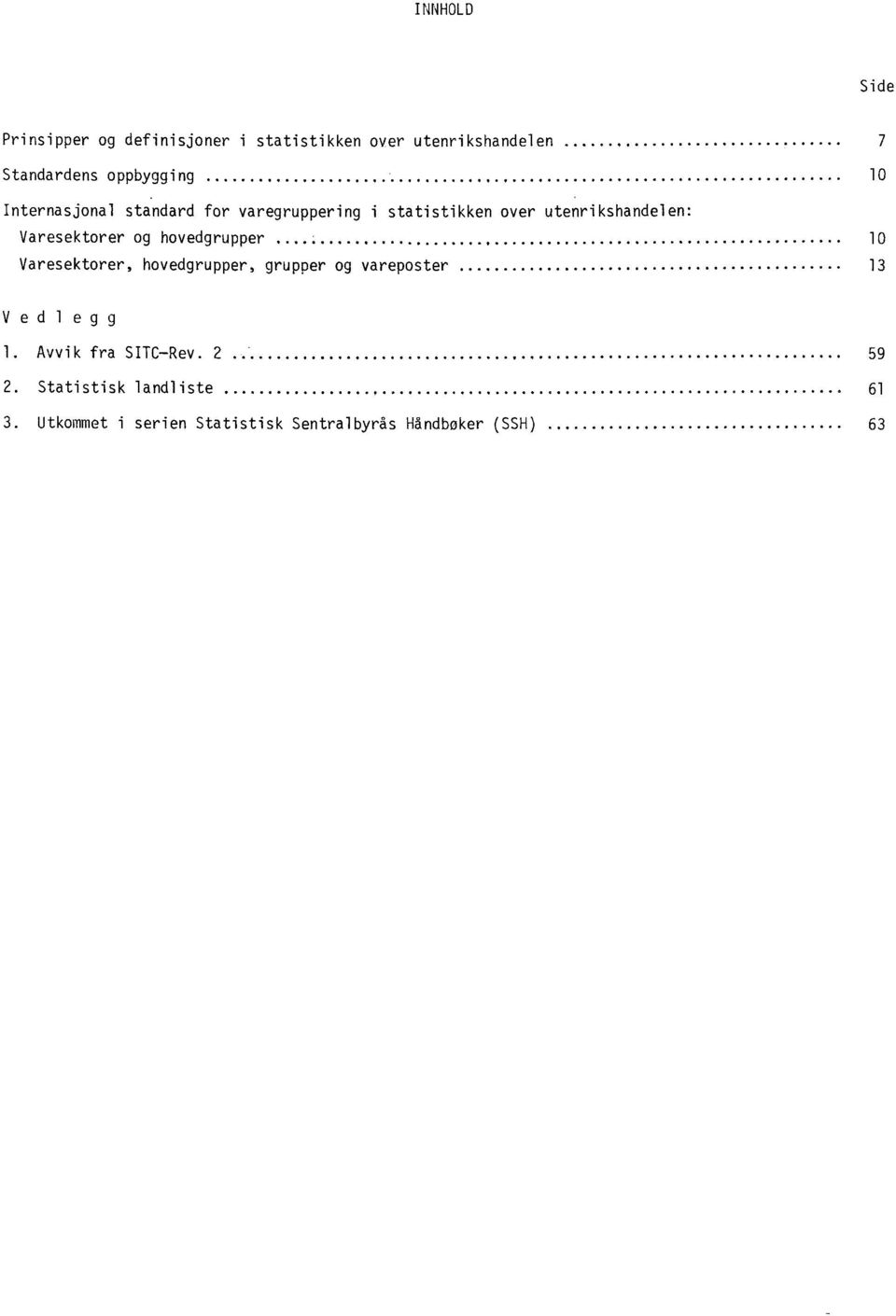 Varesektorer og hovedgrupper 10 Varesektorer, hovedgrupper, grupper og vareposter 13 Vedlegg 1.