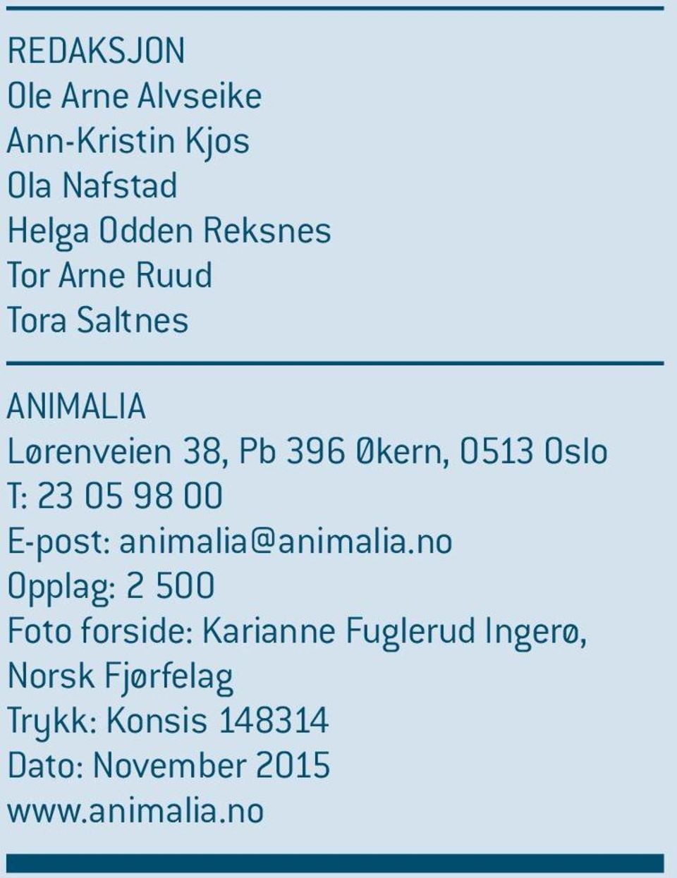 23 5 98 E-post: animalia@animalia.