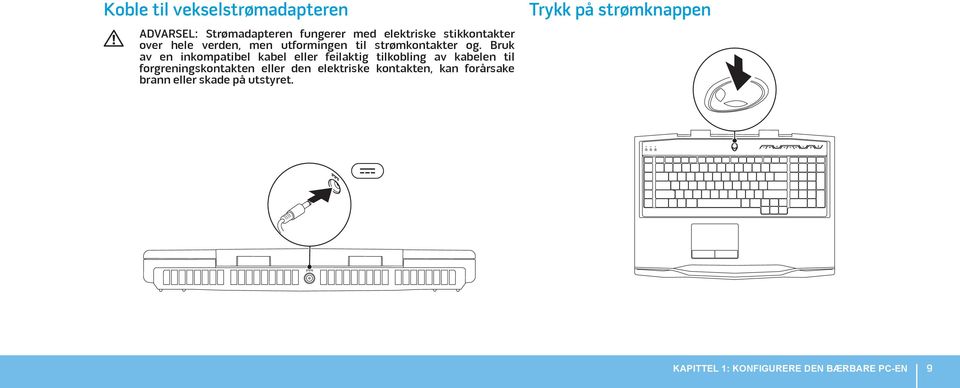 Bruk av en inkompatibel kabel eller feilaktig tilkobling av kabelen til forgreningskontakten