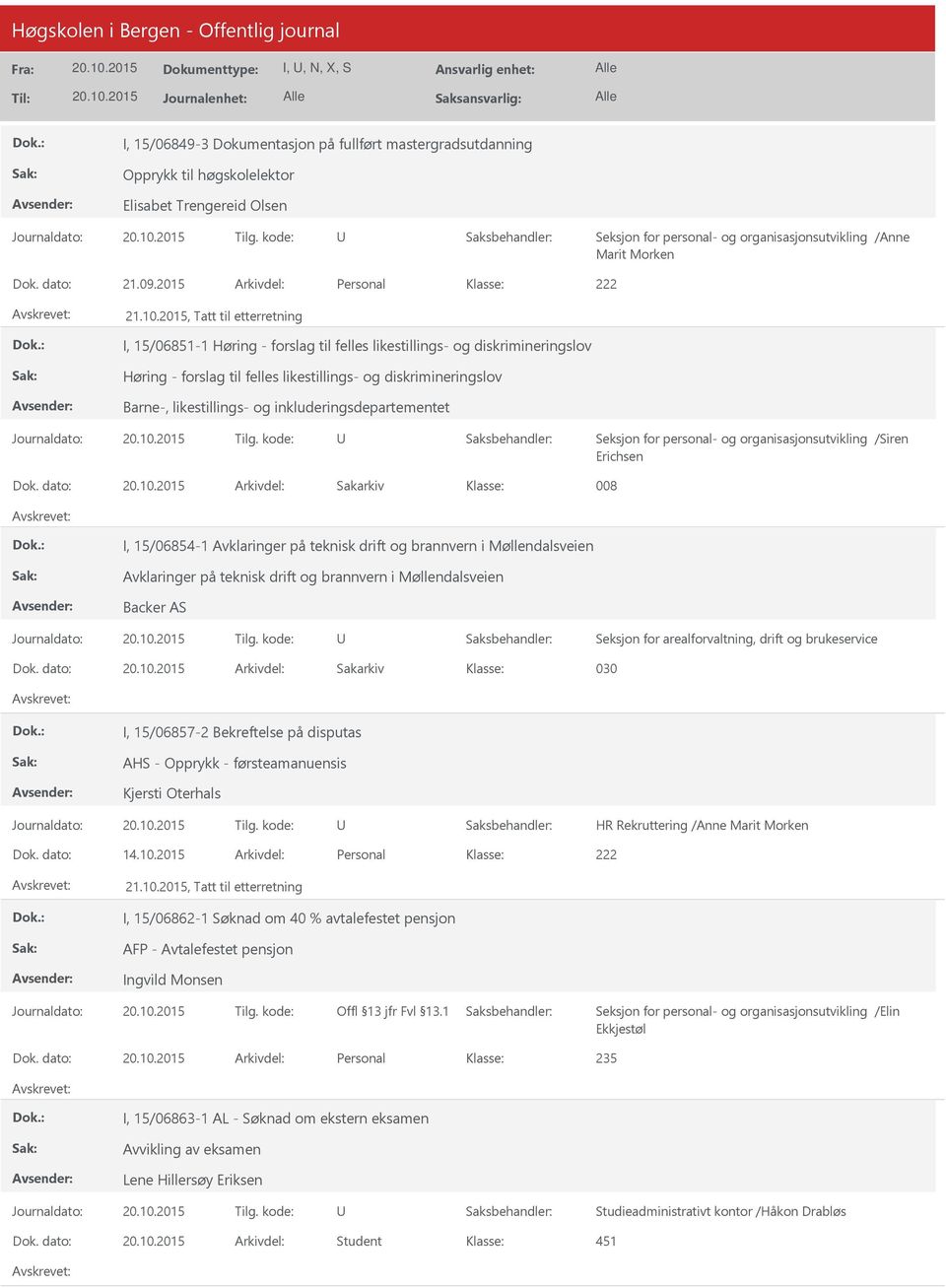 2015, Tatt til etterretning I, 15/06851-1 Høring - forslag til felles likestillings- og diskrimineringslov Høring - forslag til felles likestillings- og diskrimineringslov Barne-, likestillings- og