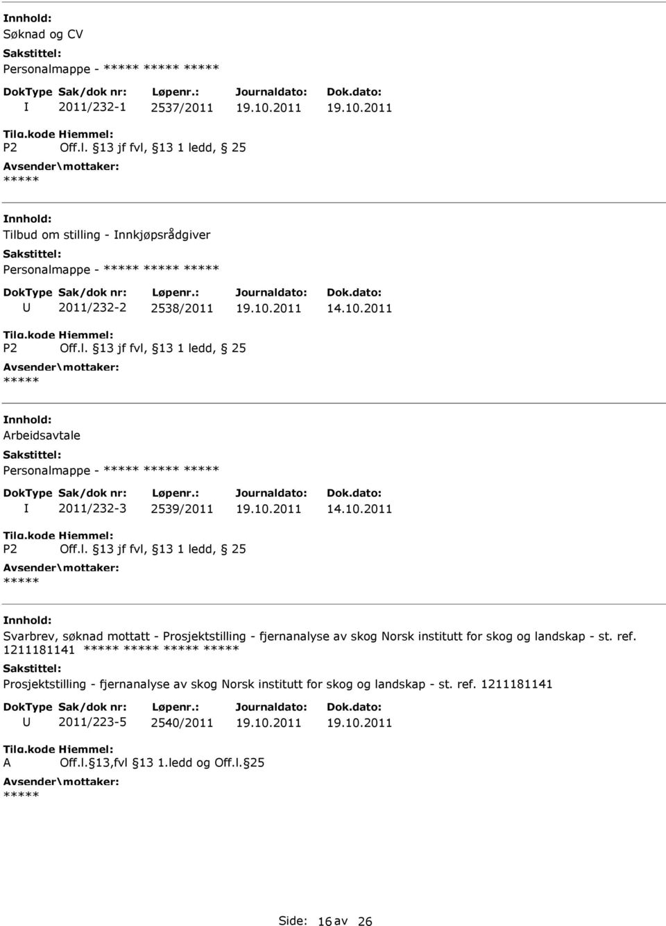 13 jf fvl, 13 1 ledd, 25 rbeidsavtale Personalmappe - 2011/232-3 2539/2011 14.