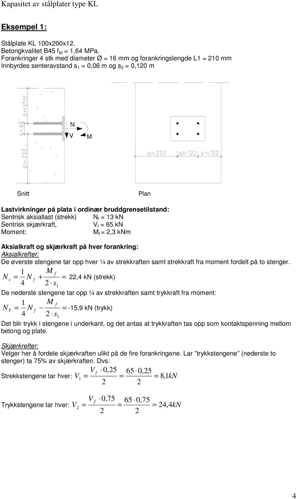 kjærkrat, 65 k oment:,3 km Akialkrat og kjærkrat på hver orankring: Akialkreter: De øverte tengene tar opp hver ¼ av trekkraten amt trekkrat ra moment ordelt på to tenger.