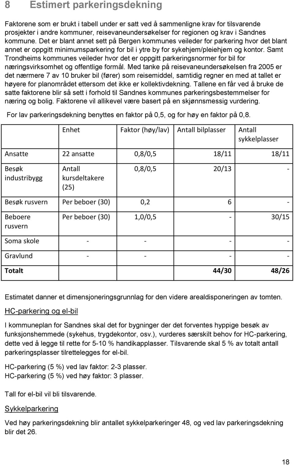 Samt Trondheims kommunes veileder hvor det er oppgitt parkeringsnormer for bil for næringsvirksomhet og offentlige formål.