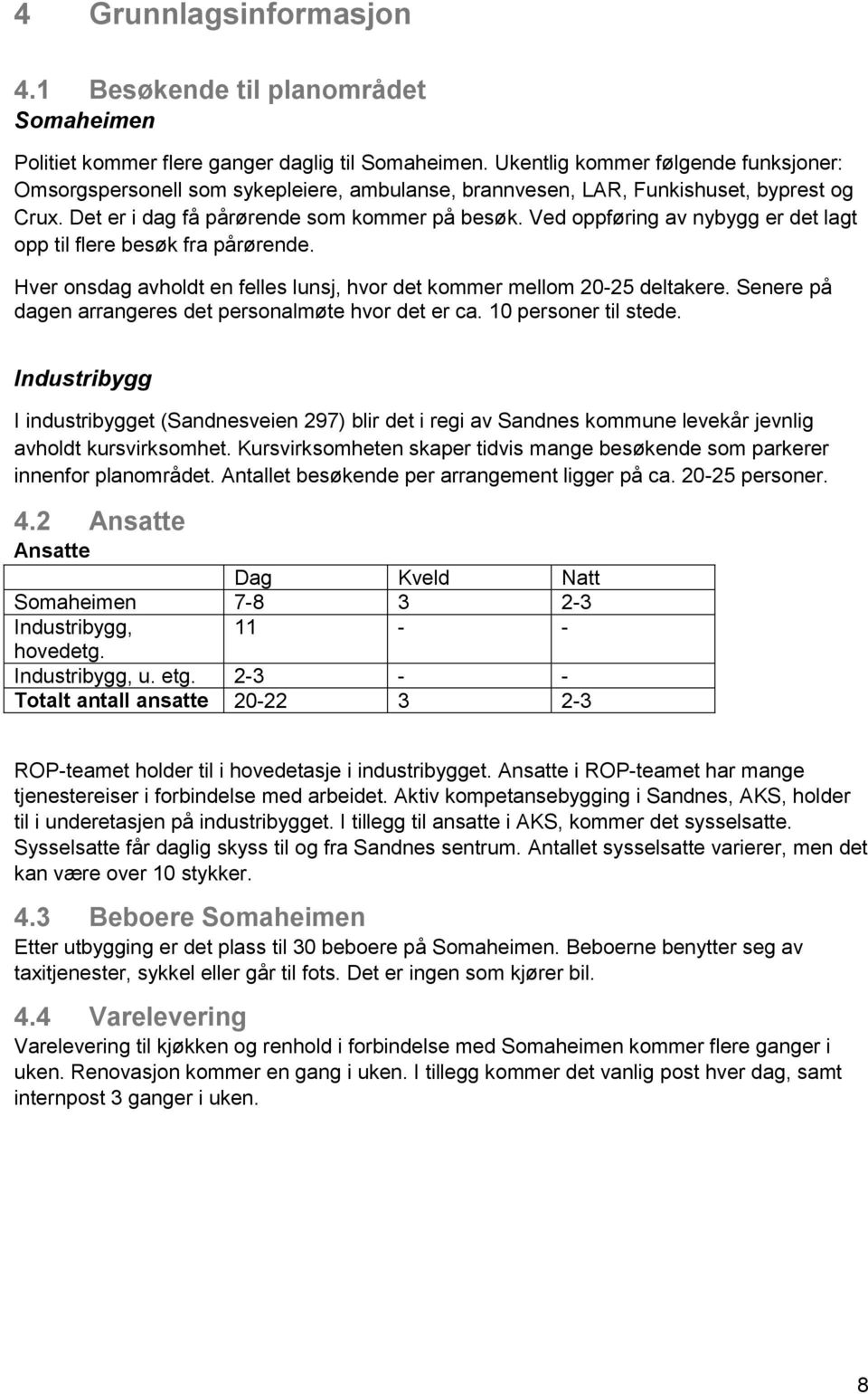 Ved oppføring av nybygg er det lagt opp til flere besøk fra pårørende. Hver onsdag avholdt en felles lunsj, hvor det kommer mellom 20-25 deltakere.