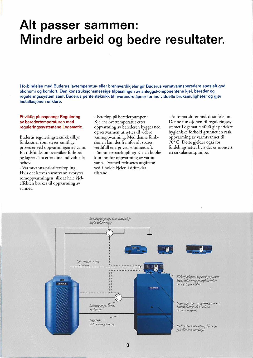 installasjonen enklere. Et viktig plusspoeng: Regulering av beredertemperaturen med reguleringssystemene Logamatic.