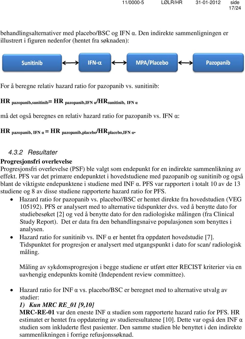 IFN α: HR pazopanib, IFN α = HR pazopanib,placebo /HR placebo,ifn α. 4.3.